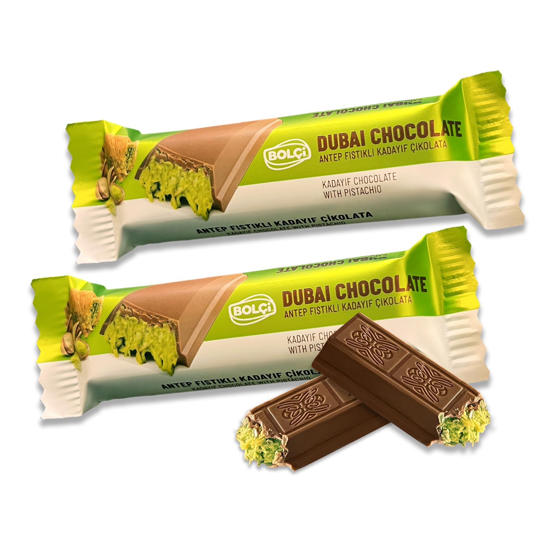 Bolci Dubai Chocolate Bar Pistachio 2 Pack, Pistachio Chocolate Bar, Kunafa Chocolate Bar, Chocolate Dubai, Chocolate Dubai Bar, Knafeh Pistachio