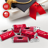 60 New Graduation Cap Party Class of 2026 Miniatures Candy Bar Wrapper, Mini Candy Chocolate Bar Stickers, Labels, Candy Not Included, Color Red. Made