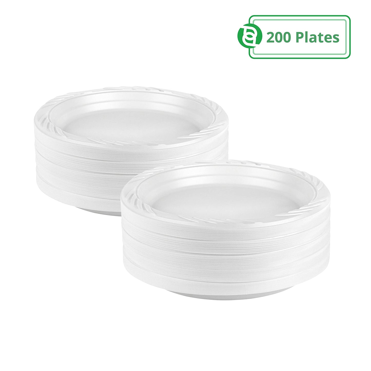 Blue Sky 6 Inch White Plastic Plates - [200 Count] Disposable Plastic Plates, Microwave Safe, Perfect for Birthday Parties, Weddings, Banquets