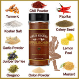 Grub Kicker assorted 4 pack includes: Wildflower Herbes De Provence, Appalachian All Purpose, Baja Fish Taco, Public House Sunday Roast. Premium