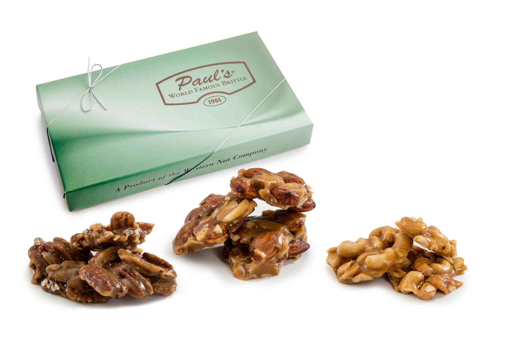 Western Nut Company Brittle Gift Box Collections, 16oz/24oz Gift Box Edition, Gift Wrapped in Seasonal Paper, Gourmet Nut Candy Assortment, Peanut