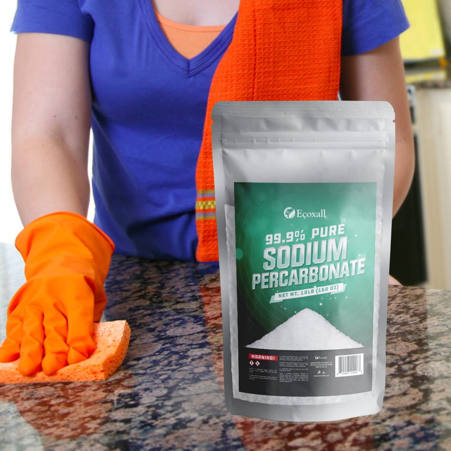 Ecoxall Sodium Percarbonate, 99.9% Pure Oxygen Bleach Powder, Laundry Stain Remover, Whitener, and Detergent Booster, Dishwasher Cleaner