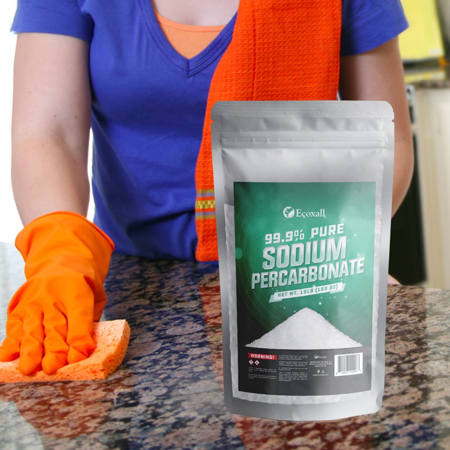 Ecoxall Sodium Percarbonate, 99.9% Pure Oxygen Bleach Powder, Laundry Stain Remover, Whitener, and Detergent Booster, Dishwasher Cleaner