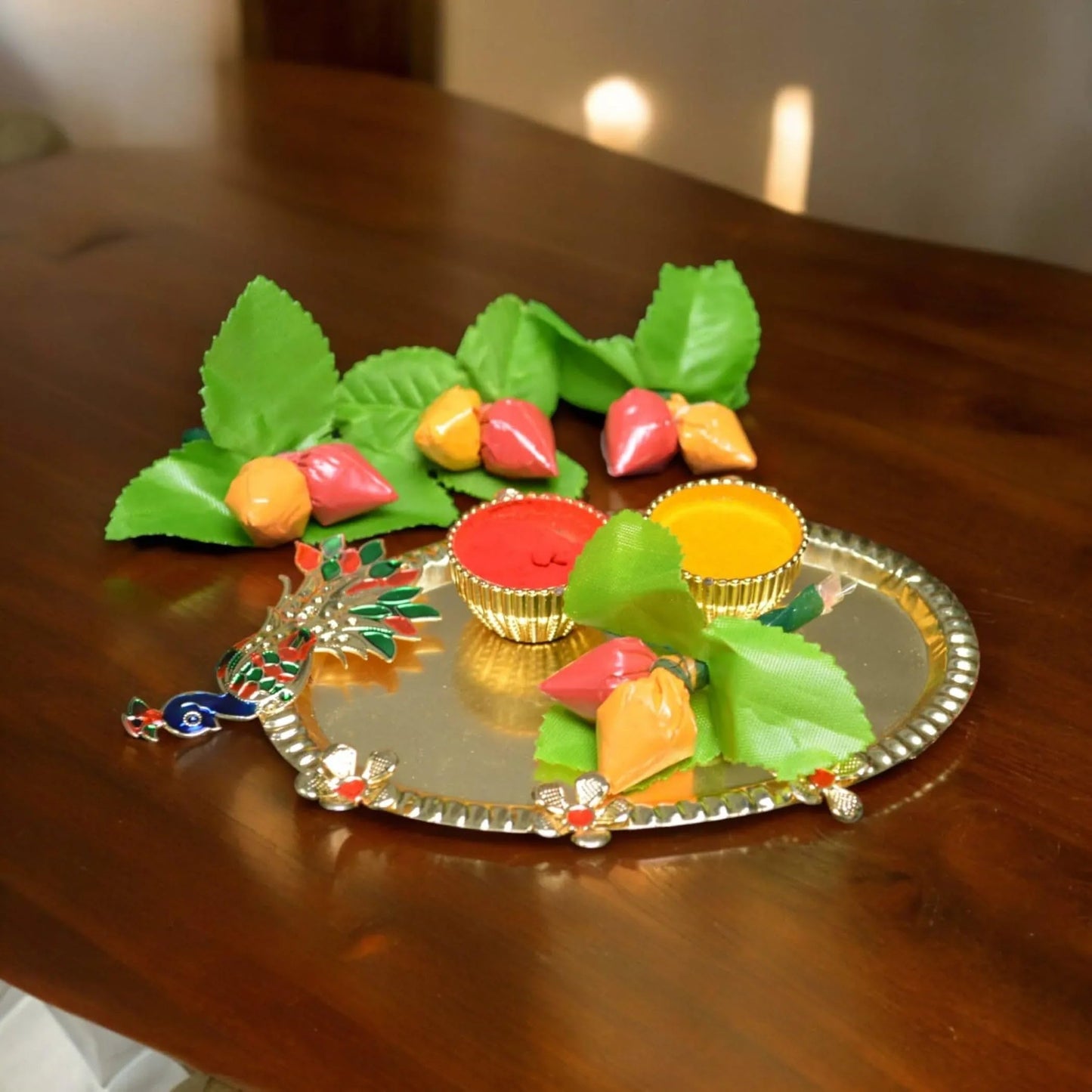 LoveNspire Strawberry Style Mini Haldi Kumkum Packets for Pooja Thali - Decorative Sindoor & Turmeric Powder Combo for Wedding & Housewarming Favors