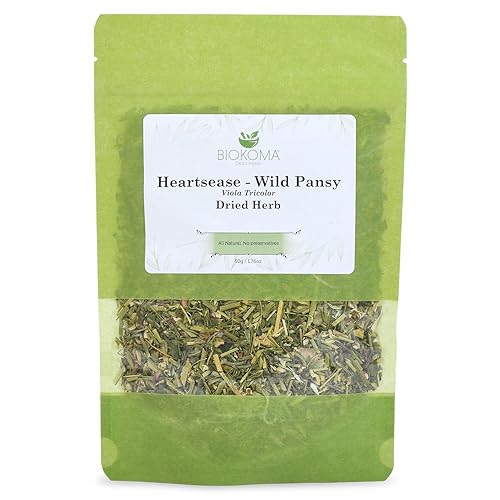 Biokoma Heartsease Wild Pansy Dried Herb 50g 1.76oz Viola Tricolor Herbal Tea Natural Detox Healthy Skin Support Respiratory Boost Resealable No
