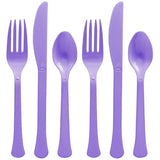 New Purple Plastic Heavy Weight Assorted Cutlery Set (24 Pc.) - Durable & Elegant Utensils, Perfect for Parties, Events, and Everyday Use