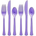 New Purple Plastic Heavy Weight Assorted Cutlery Set (24 Pc.) - Durable & Elegant Utensils, Perfect for Parties, Events, and Everyday Use