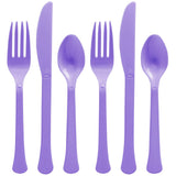 New Purple Plastic Heavy Weight Assorted Cutlery Set (24 Pc.) - Durable & Elegant Utensils, Perfect for Parties, Events, and Everyday Use