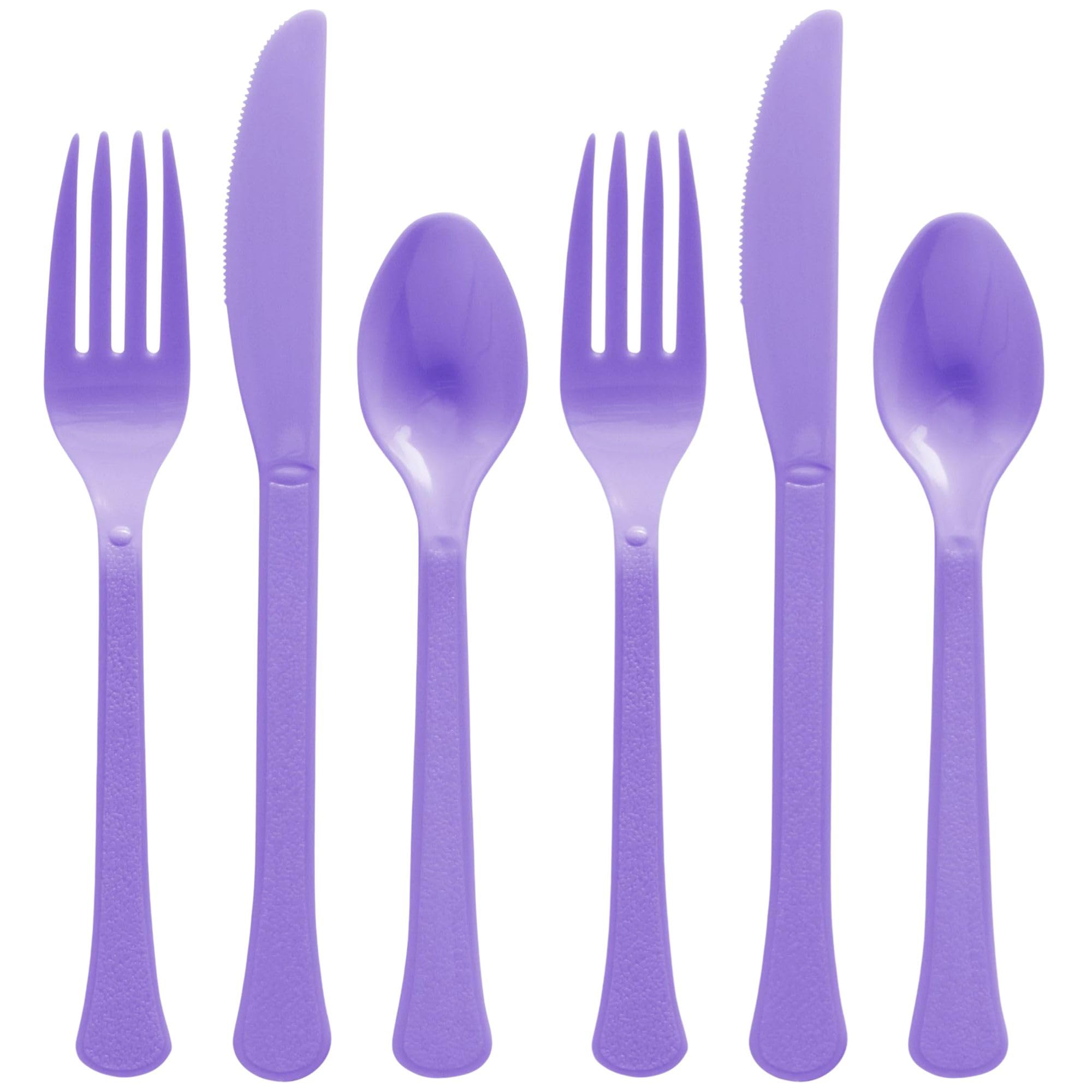 New Purple Plastic Heavy Weight Assorted Cutlery Set (24 Pc.) - Durable & Elegant Utensils, Perfect for Parties, Events, and Everyday Use