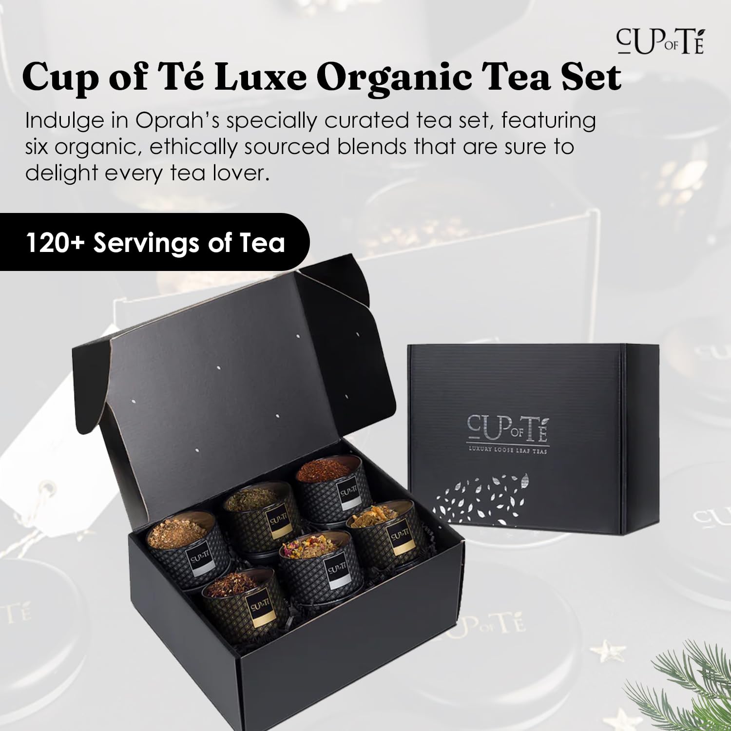 Cup Of Té Luxe, Cha Cha Chai, Curated Organic Tea Gift Set, English Breakfast Tea, Loose Leaf Tea, Decaf Tea, Organic Tea Set, 6 Ethically Sourced