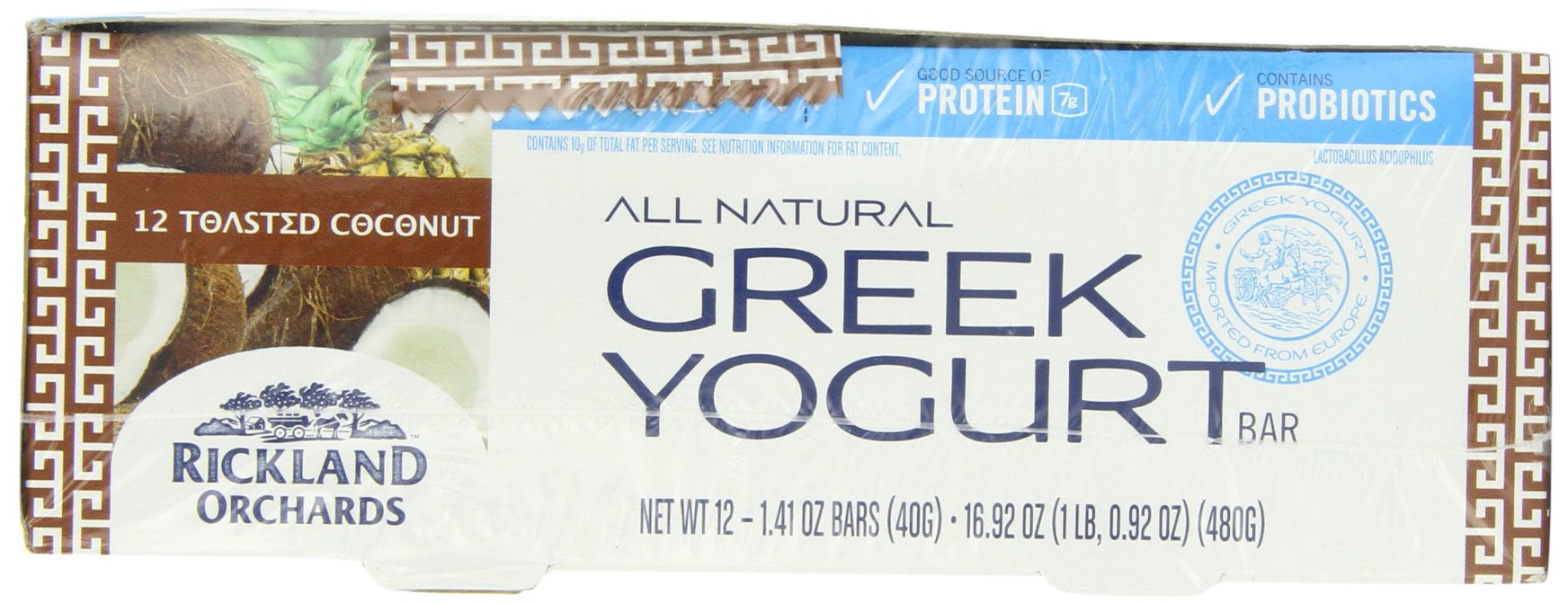 Rickland Orchards Greek Yogurt Covered Granola Bar, Toasted Coconut, 1.4 Ounce (Pack of 12)