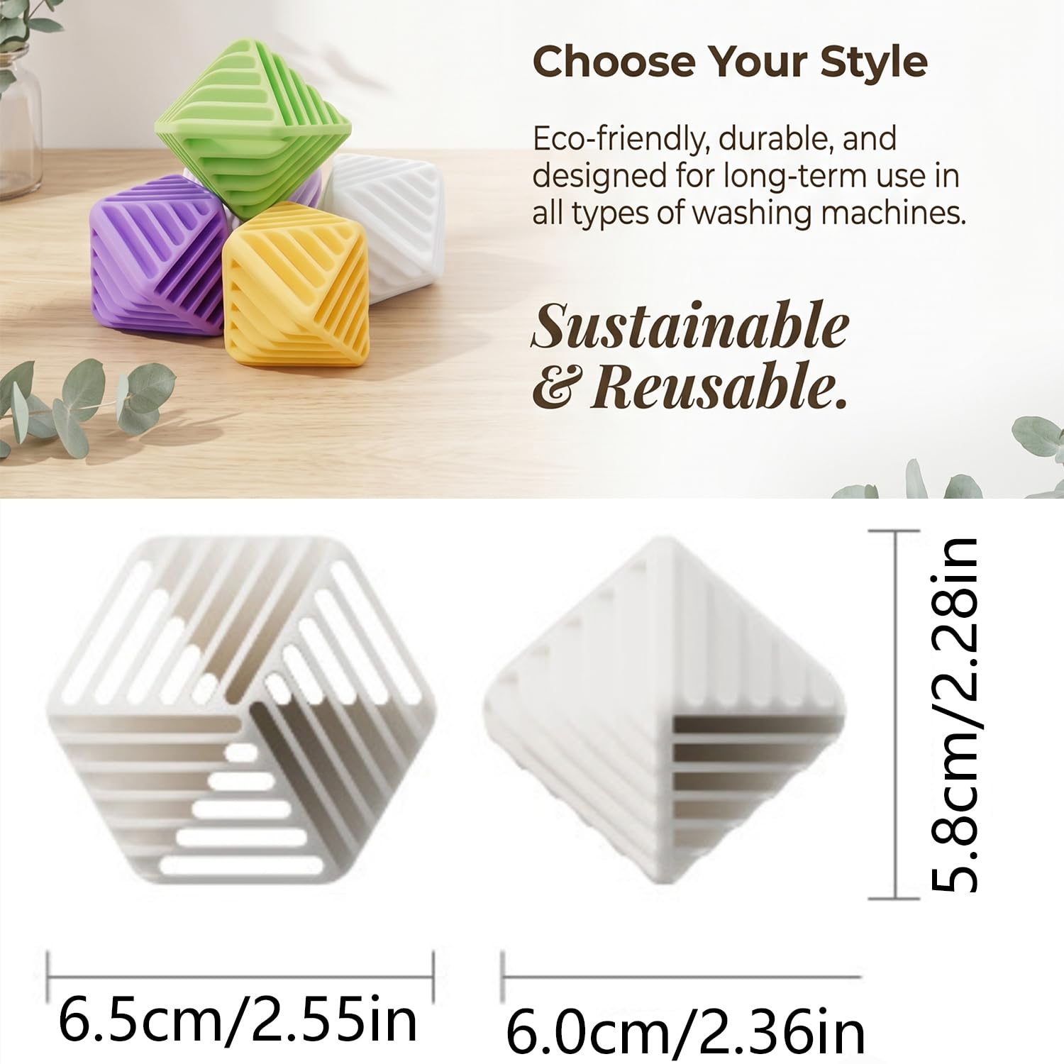 8Pack Reusable Laundry Dryer, Washing Machine & Dryer Agitator Balls, Tangle-Free Smooth Laundry, Enhanced Cleaning & Faster Drying, TPR Material