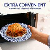 PAMI Heavy-Duty Disposable Small Round Paper Dishes | Microwave-Safe, Oil, Water & Cut Resistant (7 Inch Plate 50 Blue)