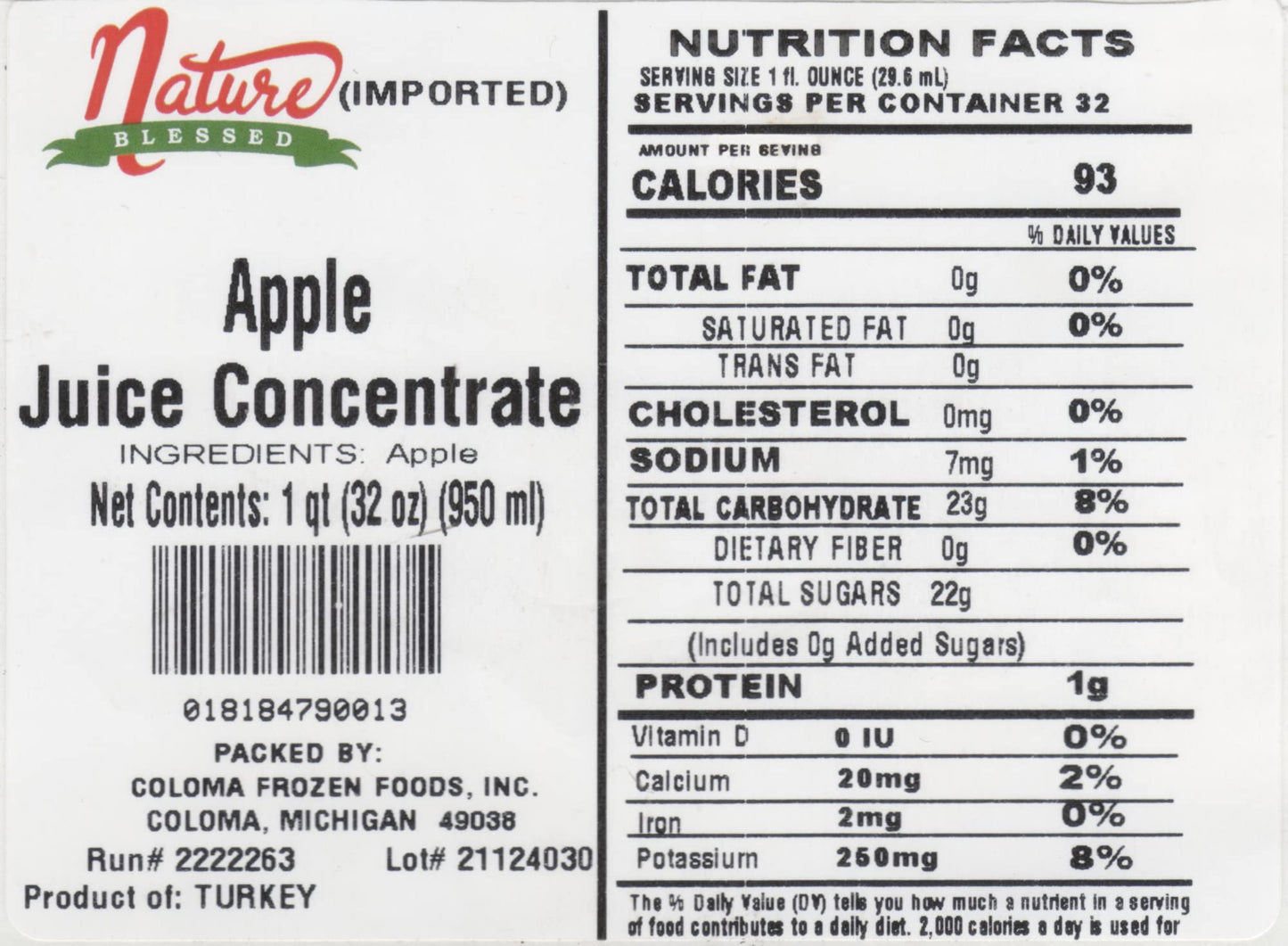 Nature Blessed 100% Pure Apple Concentrate (Imported from Europe) - 1 Quart (1/32 fl oz bottle), Applications: Mead at Home, Home Wine Making