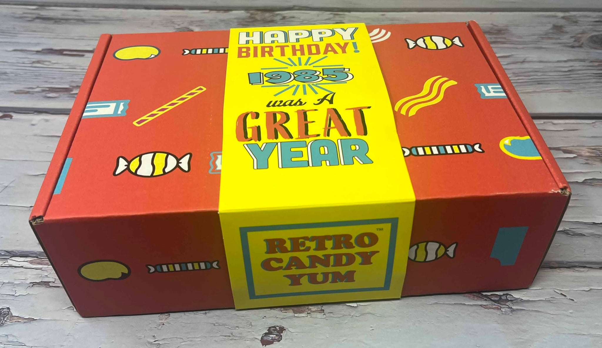 RETRO CANDY YUM ~ 1985 41st Birthday Nostalgic Candy Gift Basket Box Assortment from Childhood Memories for 41 Year Old Woman or Man Born 1985 jr