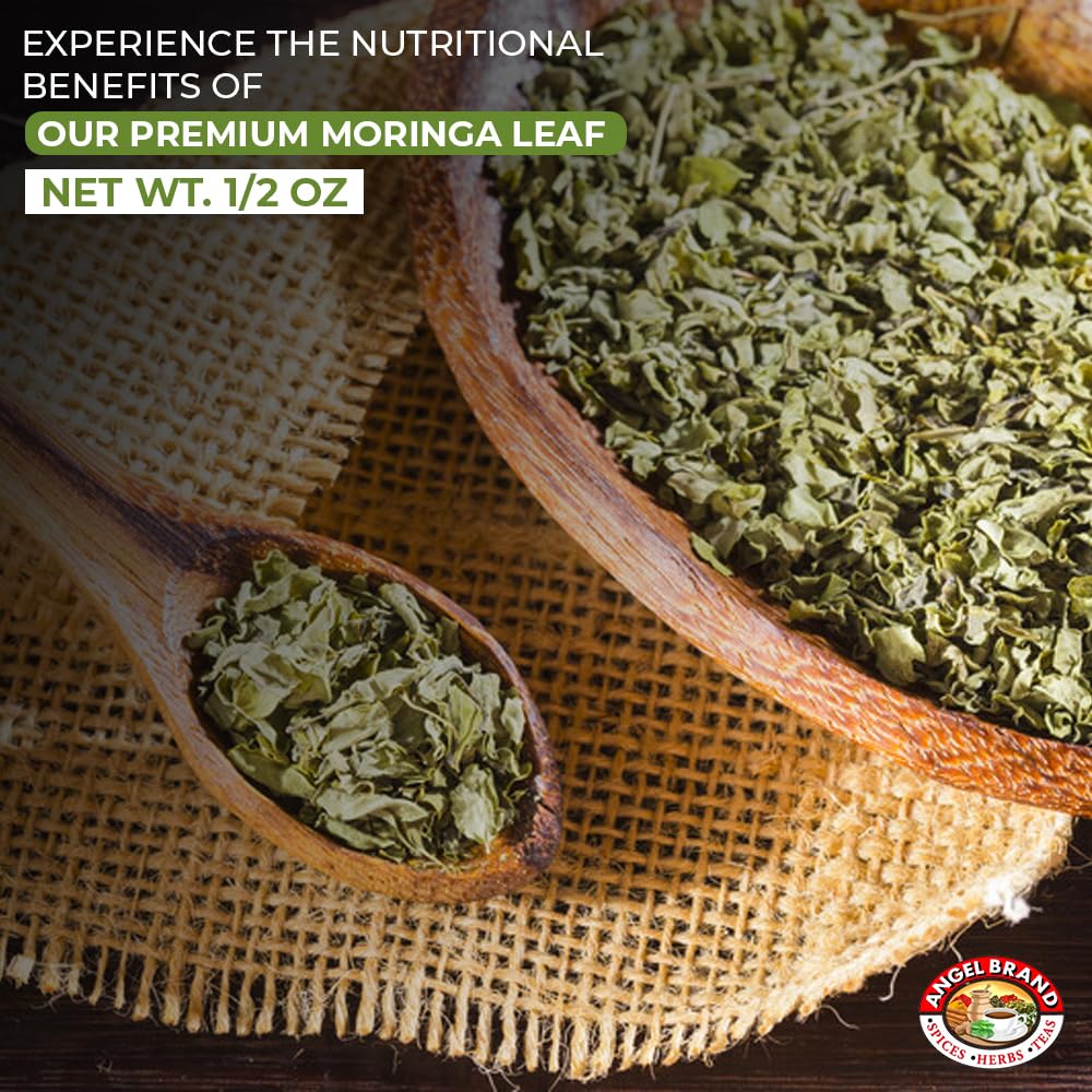 Angel Brand Moringa Leaves 0.25 oz - 20g Pack, Pack of 3 - Dried Moringa Leaves for Tea, Cooking, and