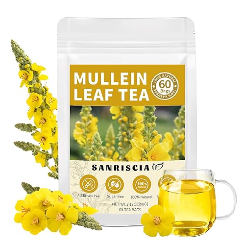 60 Handmade Mullein Tea Bags,100% Pure and Natural Mullein Leaf Tea, No Sugar/Caffeine/Additives, Support Lung Health & Respiratory Wellness