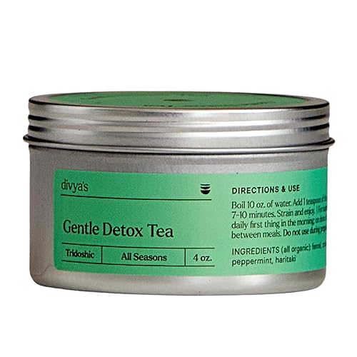 Divya's Detox Tea, Ayurvedic Herbal Tea with Gentle Cleansing Herbs, Helps with Digestion, and More, Caffeine Free, Organic, Non-GMO, Ayurvedic, Loose