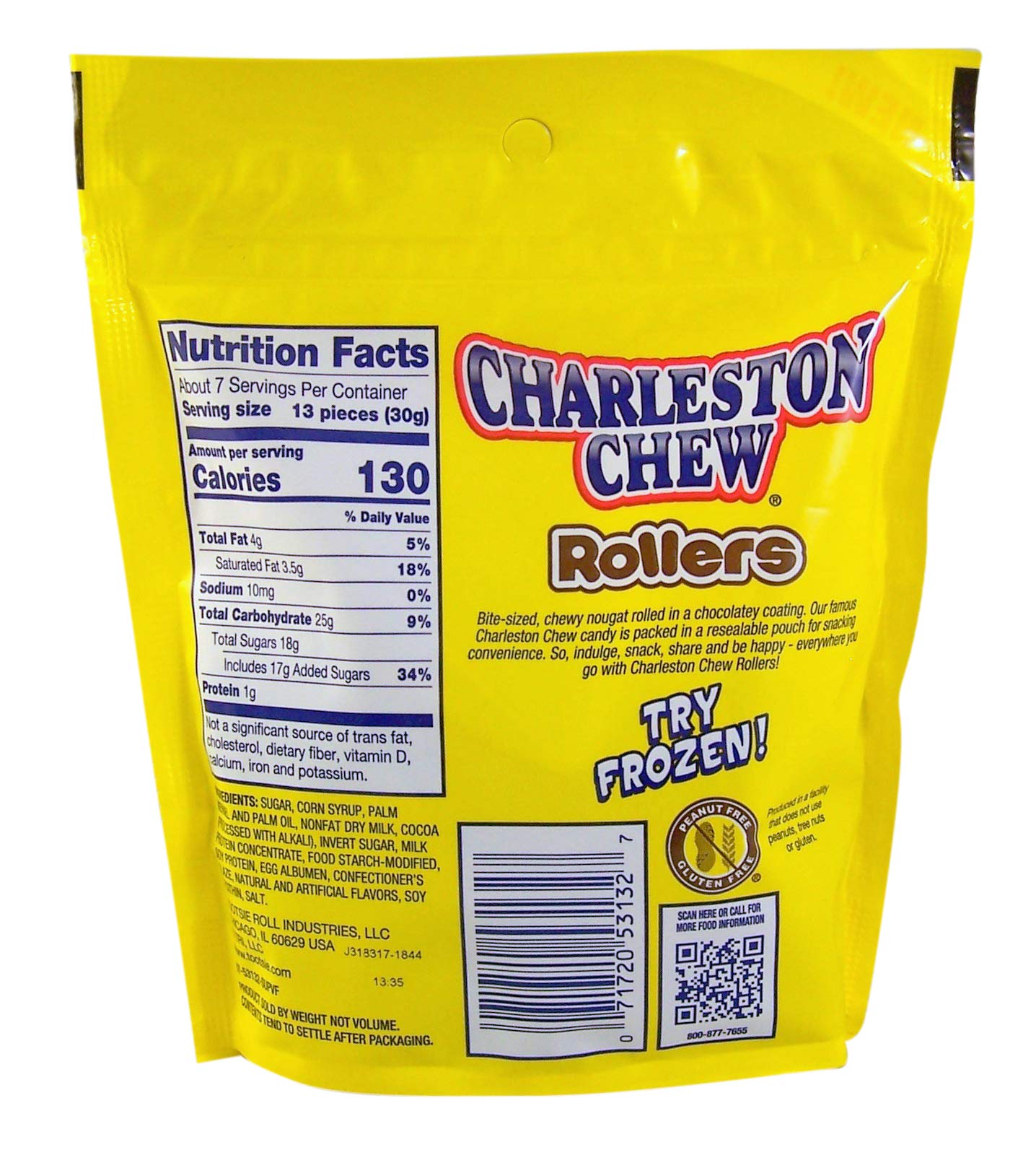 Charleston Chew Rollers Vanilla Snack-To-Go Resealable Bag, 7.6 oz