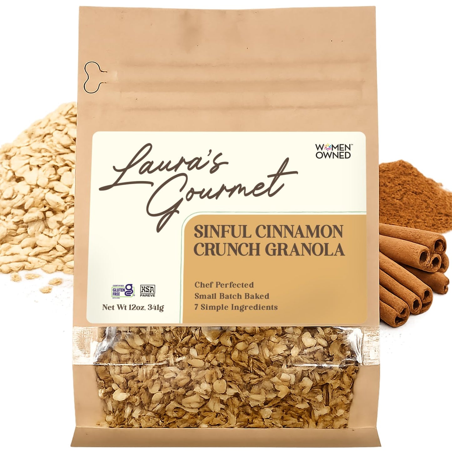 Laura's Gourmet Granola Pumpkin Pecan Crunch, 2 lb, Gluten-Free Oats, Vegetarian, Dairy & Soy Free Snack, Organic Honey, Pecan Halves, Dairy-Free