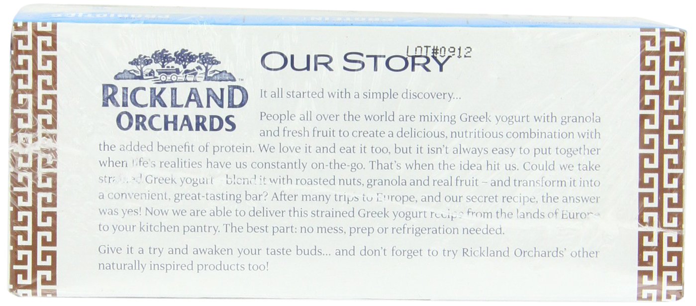 Rickland Orchards Greek Yogurt Covered Granola Bar, Toasted Coconut, 1.4 Ounce (Pack of 12)