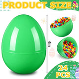 Leitee 24 Pcs Green Plastic Easter Eggs 4 Inch Large Blank Empty Eggs Bulk Paintable Detachable DIY Decoration for Easter Basket Stuffers Fillable