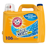 ARM & HAMMER Plus OxiClean Laundry Detergent, 5 in 1 Laundry Stain Remover, Fresh Scent Liquid Laundry Detergent, 185.5 Fl Oz Bottle