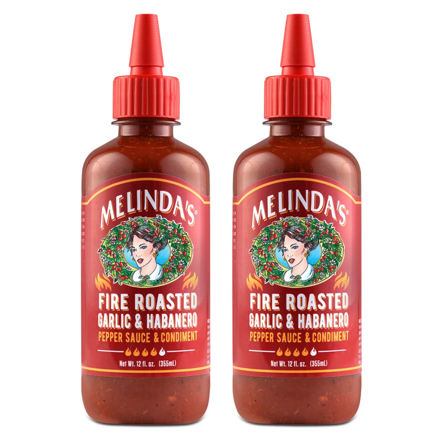 Melinda’s Fire Roasted Garlic & Habanero Hot Sauce - Made with Slow Roasted Garlic, Fresh Peppers, Lime Juice - Rich & Smoky Habanero Hot Sauce 12oz