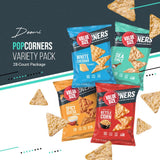 Pop-Cornners Snacks Gluten Free Chips, 5 Flavor Variety Pack 28 Count 1 oz Bags Packaged By Doomi, Individual Snack Bags in Sea Salt, White Cheddar