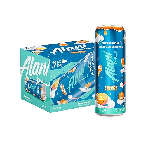 Alani Nu DREAM FLOAT, Sugar Free, Low Calorie Energy Drinks, 200mg Caffeine, Biotin, B Vitamins, Zero Sugar, 10 Calories, 12 Fl Oz Cans, 12 Pack