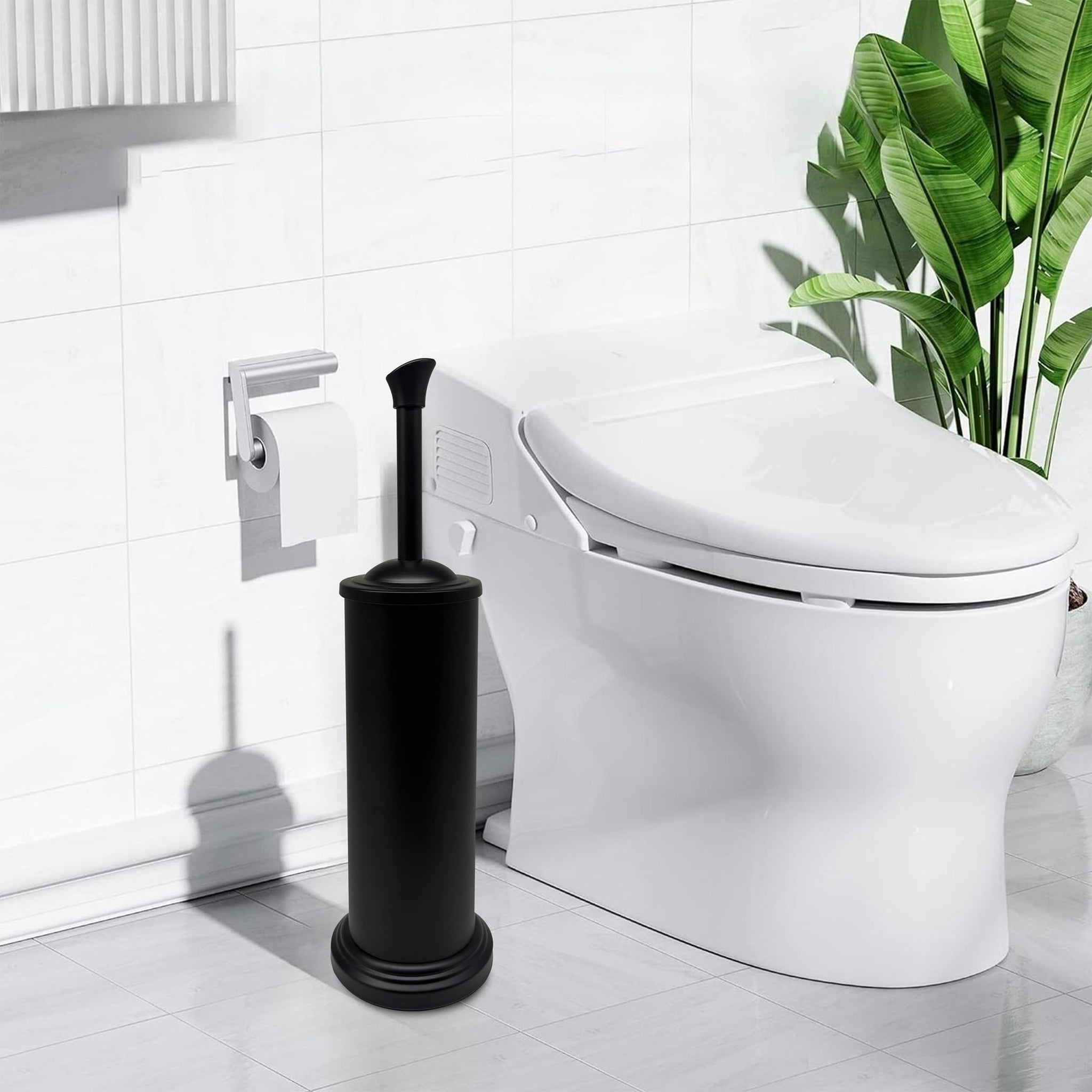 Indecor Home Stainless Steel Toilet Bowl Brush with Holder Metal Bathroom Cleaning Set Rustproof Hygienic Durable Modern Design