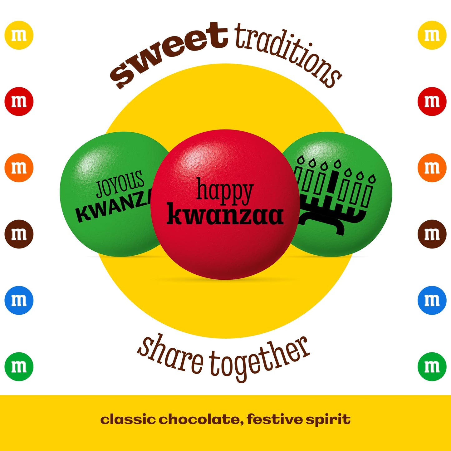 M&M’s Kwanzaa Milk Chocolate Candy, 2lb Party Size Bag of Festive Red, Black and Green Chocolate Pieces, Colorful Holiday Candy for Sharing, Party