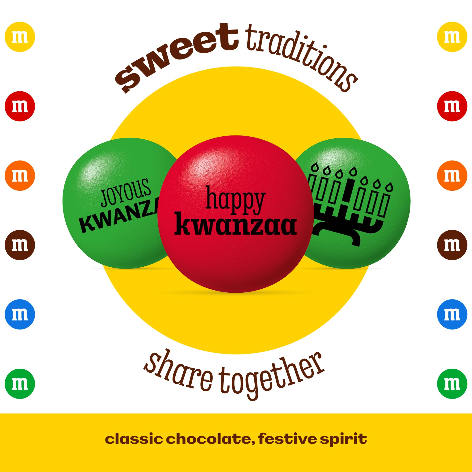 M&M’s Kwanzaa Milk Chocolate Candy, 2lb Party Size Bag of Festive Red, Black and Green Chocolate Pieces, Colorful Holiday Candy for Sharing, Party