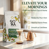GoRa Ethiopian Coffee Beans 1kg - Medium Roast Whole Bean, Single Origin Arabica, Smooth Fruity & Floral Notes, Sourced & Roasted in Ethiopia - 1kg