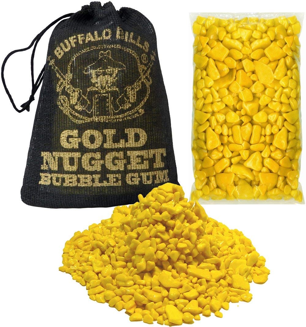 Buffalo Bills Gold Nugget Bubble Gum 15-Ct Boxes (15 black 2oz burlap bags of gold nugget gum)