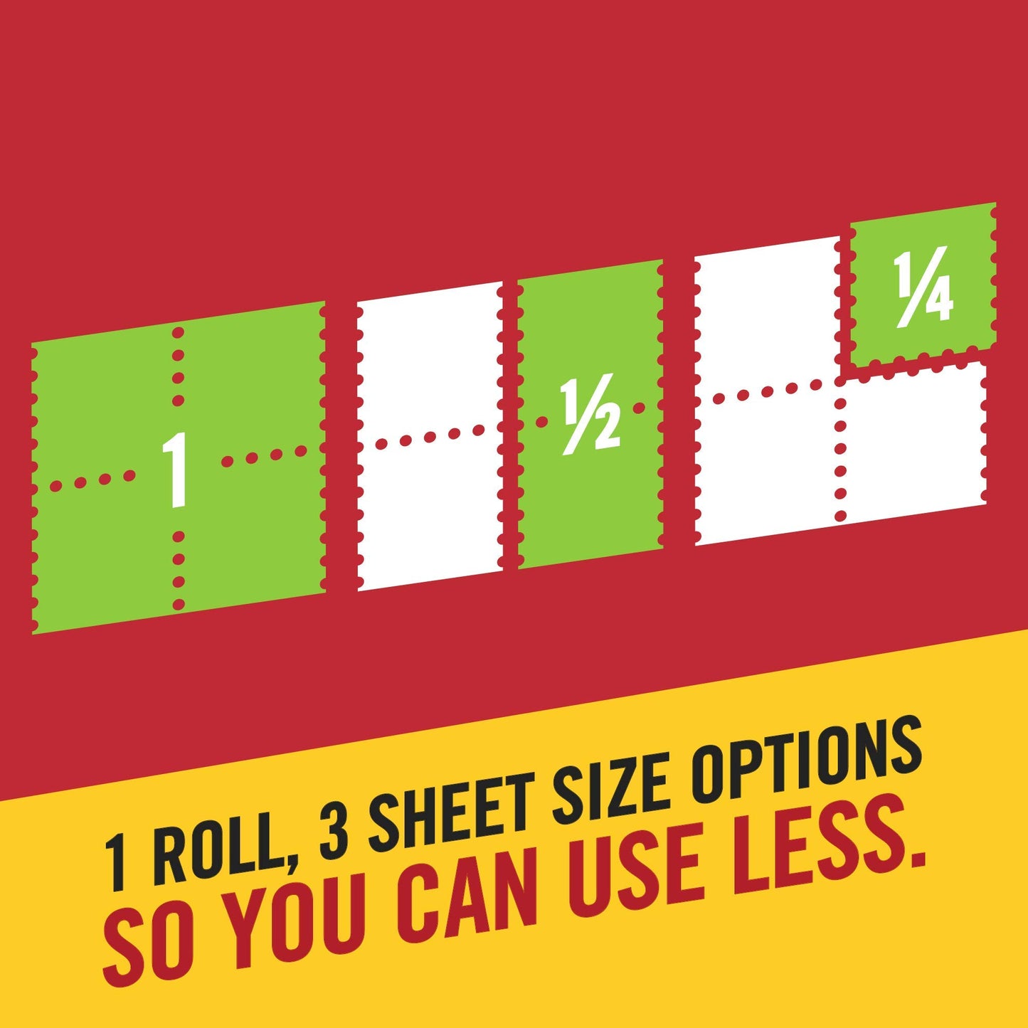 Brawny Tear-A-Square Paper Towels, 16 Double Rolls = 32 Regular Rolls, 3 Sheet Size Options, Quarter Size Sheets
