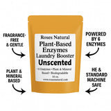 Roses Natural Plant-Based Enzymes Laundry Booster - Unscented | Advanced Enzyme Cleaner & Odor Remover | Powerful Stain Remover for All Fabrics |