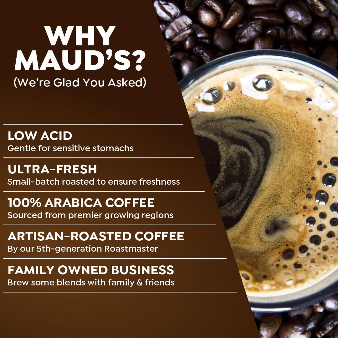 Maud's Organic Dark Roast Coffee Pods, 50 ct, Fair Trade & Single Origin Single Serve Pods - 100% Arabica Coffee, Compatible with Keurig K Cups Maker