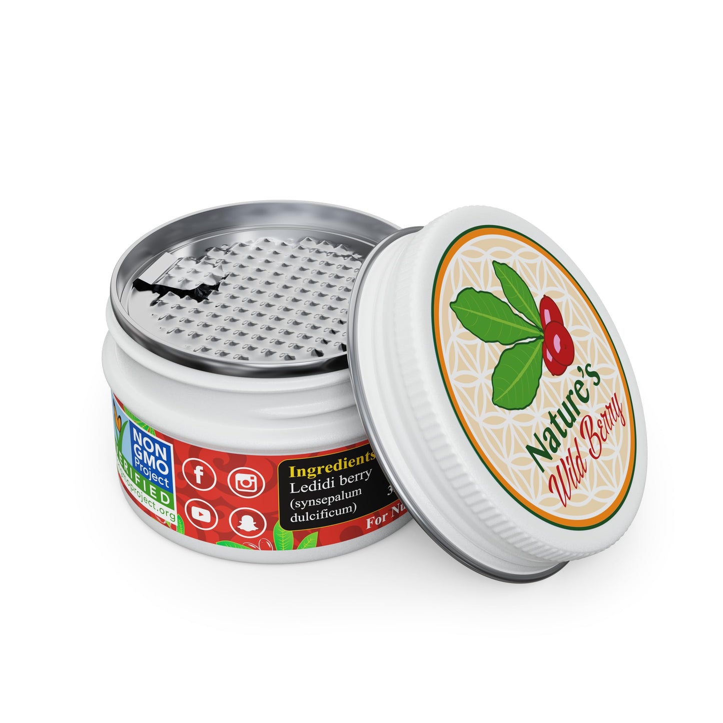 Nature's Wild Berry Miracle Berry Halves | 30 Freeze Dried Flavor Tripping Halves | Turns Sour Sweet | Hermetically Sealed Metal Tin | 100% Plastic