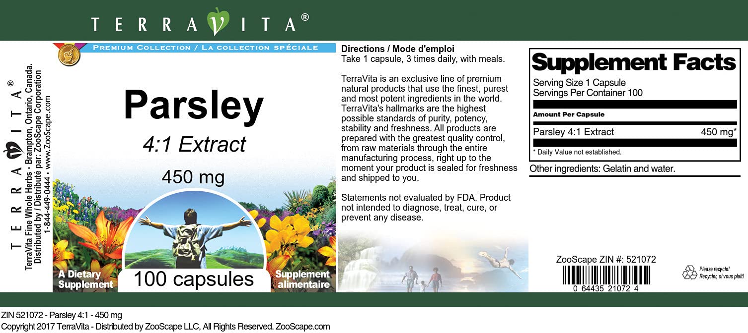 Parsley 4:1-450 mg (100 Capsules, ZIN: 521072) - 3 Pack