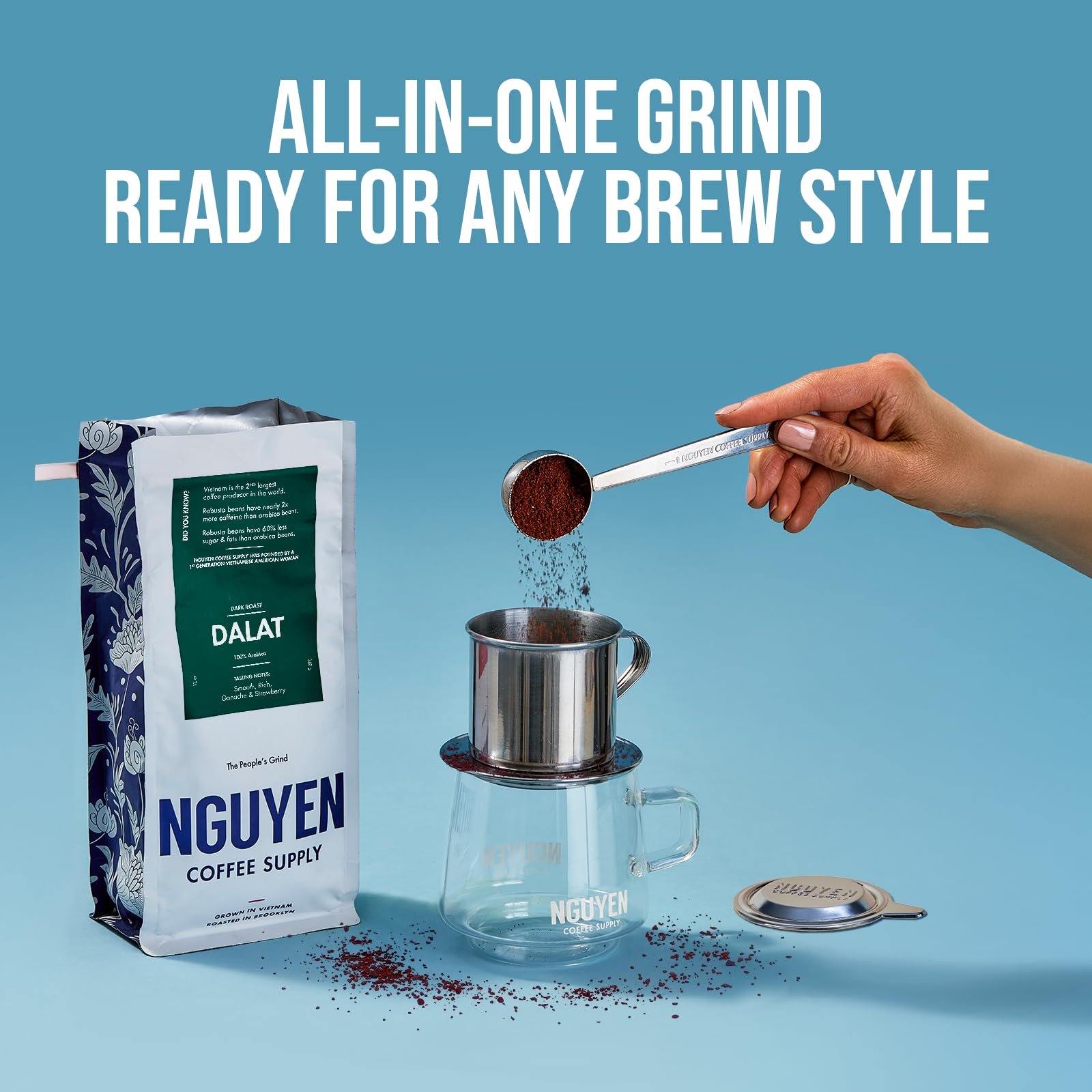 Nguyen Coffee Supply - Dalat Arabica: Dark Roast Premium Ground Coffee Beans, Vietnamese Single Origin, Direct Trade, Roasted in Brooklyn [12 oz Bag]