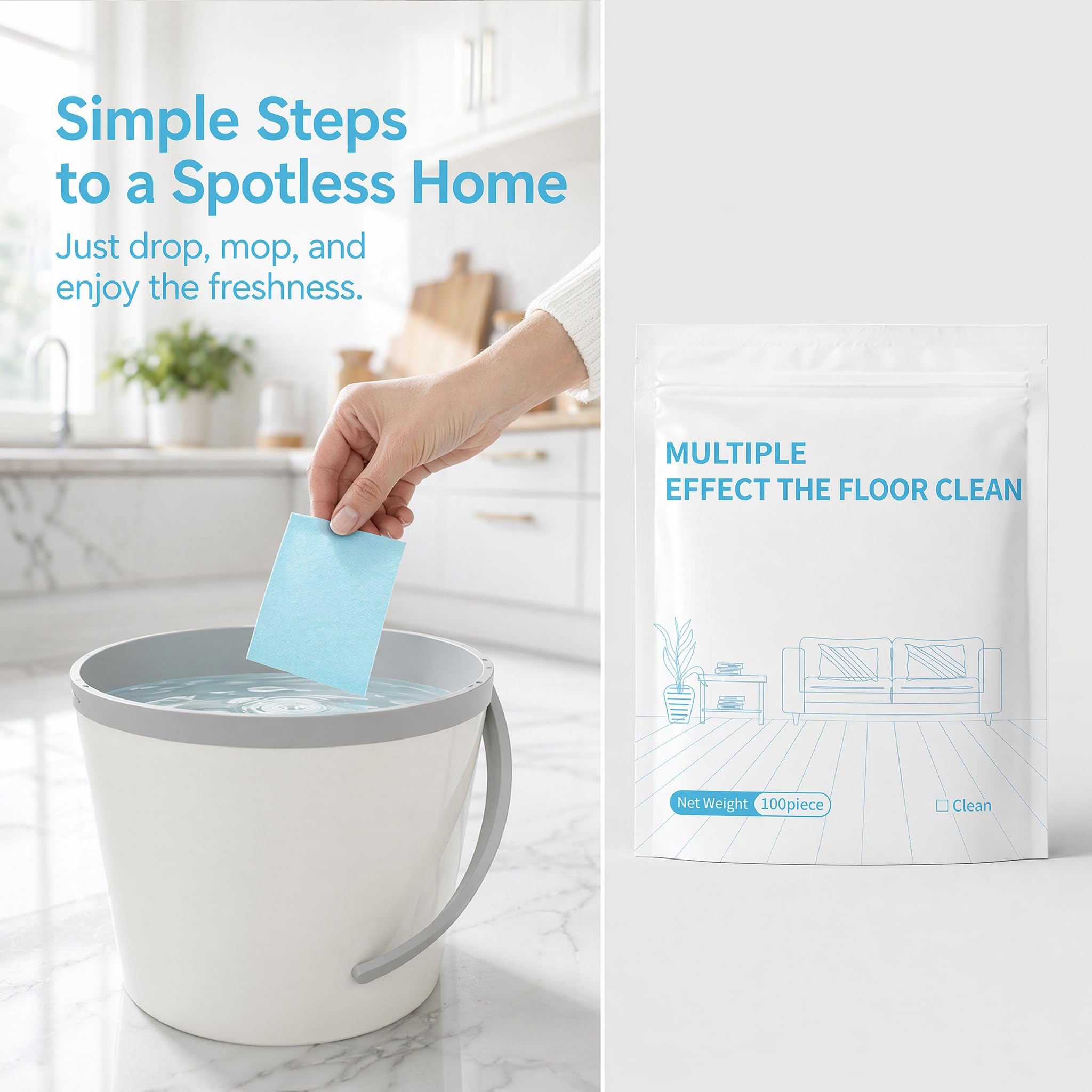2026 Upgraded Concentrated Floor Cleaner Tablets with Lemon Scent, Deep Cleaning, Streak-Free Shine, Floor Cleaning Tablets, 100 Count Multi-Surface
