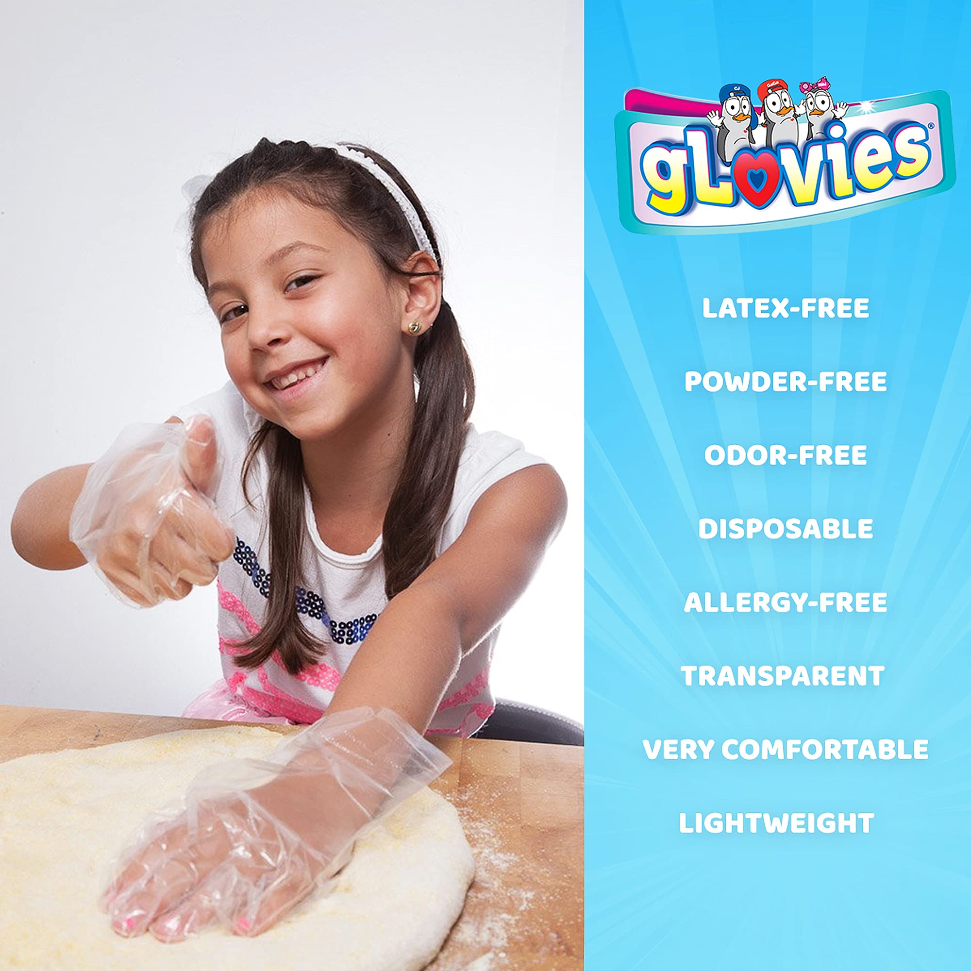 gLovies - My Mom Knows Best - 50 Multipurpose Latex-Free Disposable Gloves for Kids - 50 Count - Kindergarten to 3rd Grade