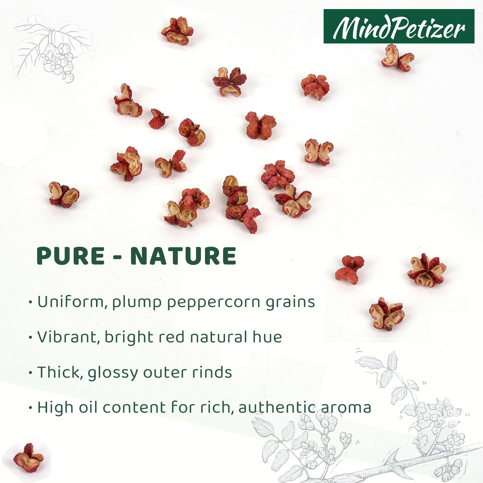Sichuan Peppercorns Whole Organic 4OZ-Authentic Szechuan Red Peppercorns for Grinder Refill, Fresh Strong Flavor Seasoning for Chinese Dishes Mapo