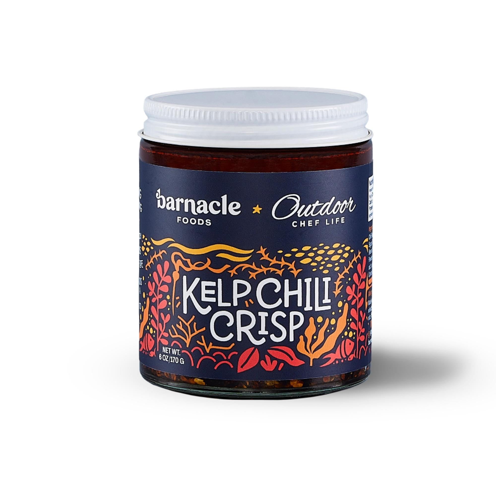Barnacle Foods Kelp Chili Crisp, 6 oz. - Medium Spice - Made in Alaska - Crunchy & Flavorful Chili Crisp with Onion, Garlic & Chiles de Arbol