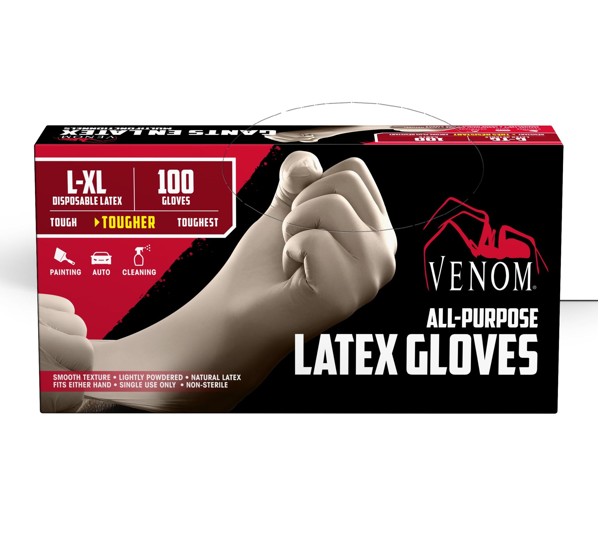 Medline Venom Powdered Latex Multi-Purpose Disposable Gloves, One-Size, 100 Count