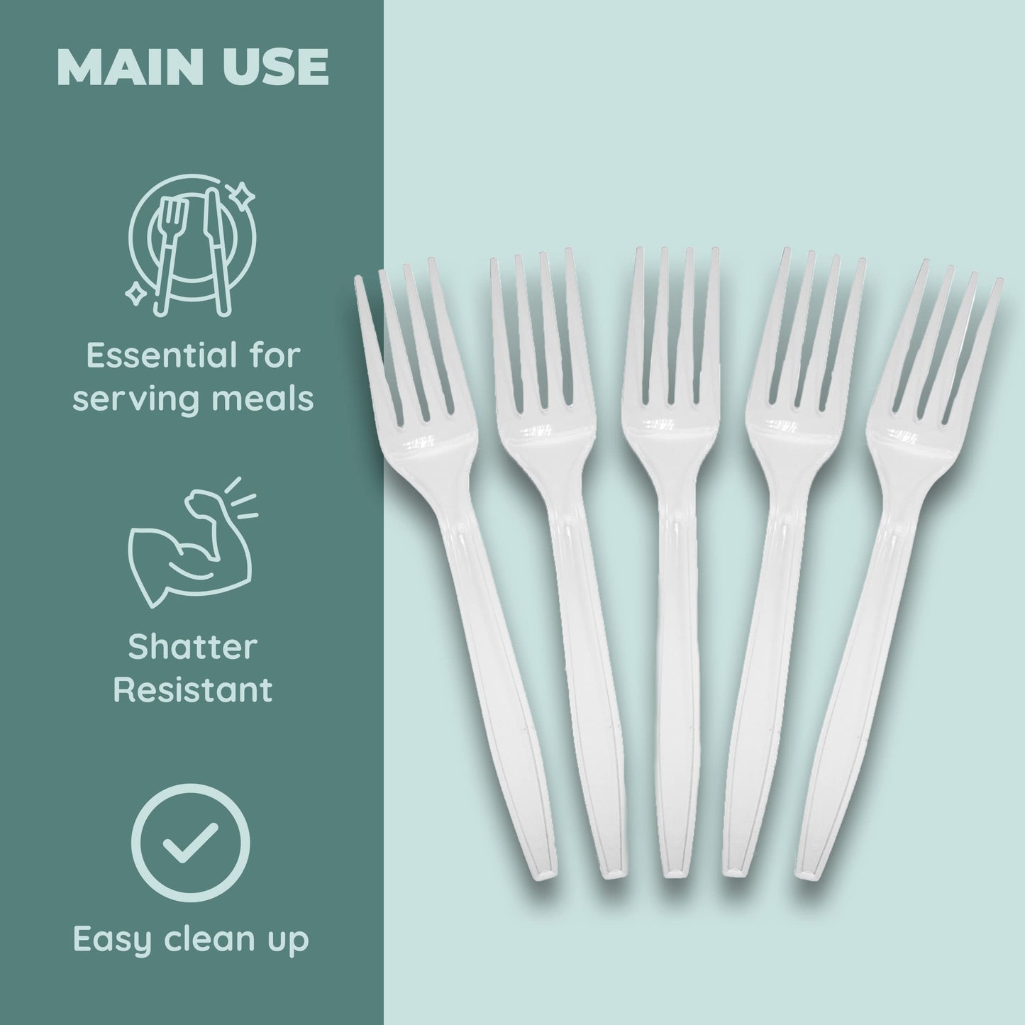 Disposable Clear Plastic Forks, Plastic Cutlery: Utensils for Parties, Picnics, Office Home & School - 300 Count