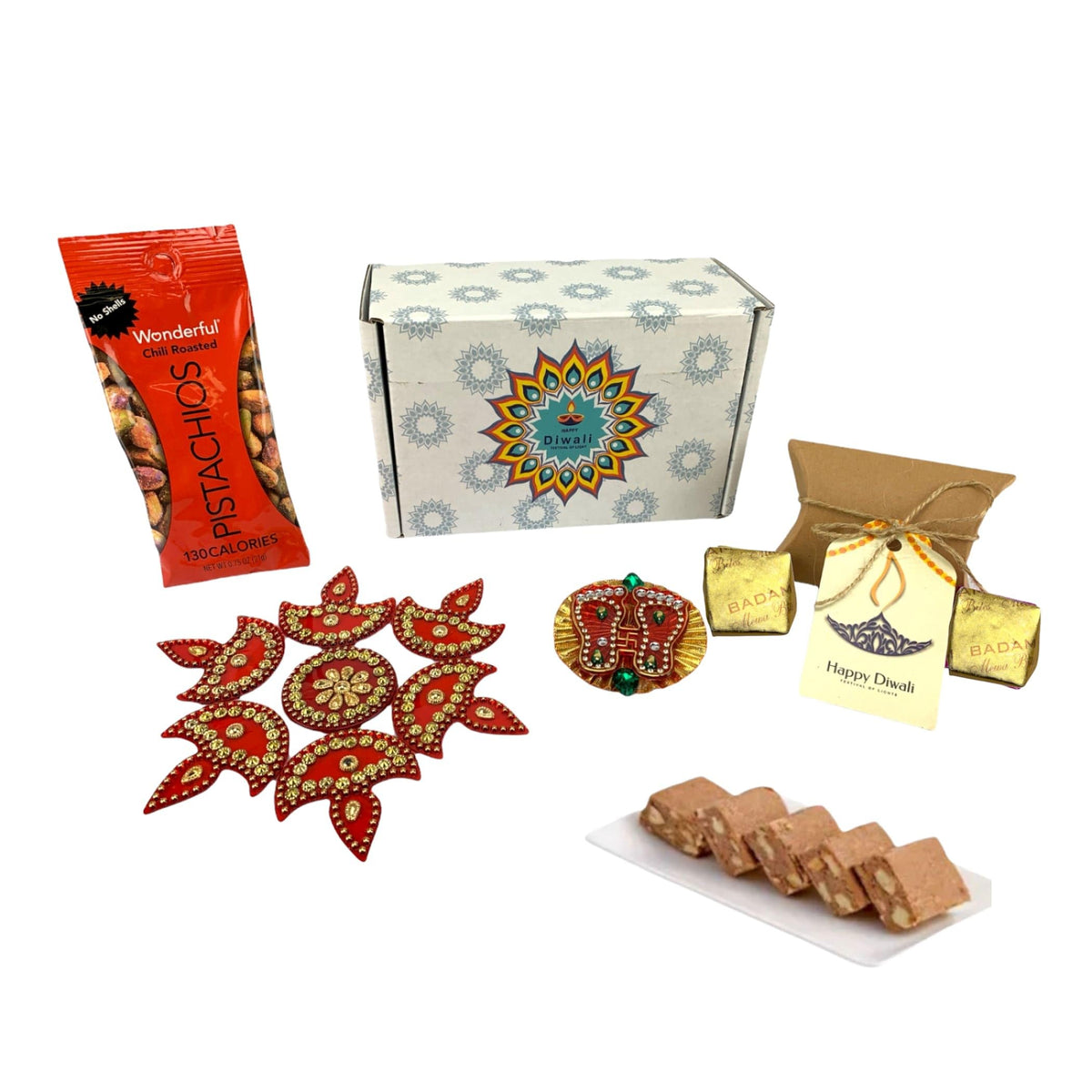 LOVENSPIRE Personalized Diwali Gifts Hamper Acrylic Rangoli Laxmi Feet Gift Box Indian Diwali Gift Boxes Deepawali Hamper Basket for Employees Home