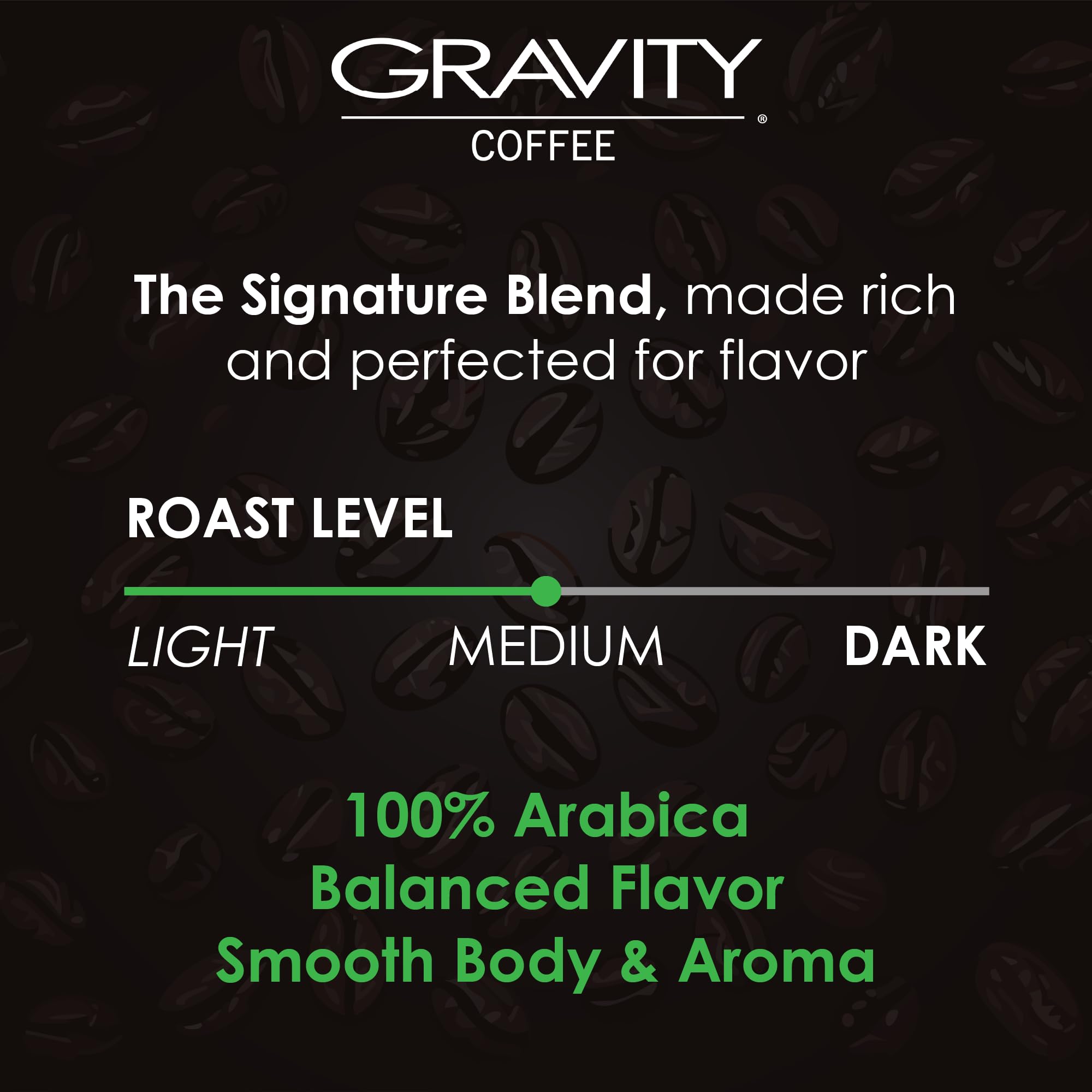 Gravity Coffee, Signature Blend (Medium Roast) 12oz Bag of Whole Beans, Notes of Hazelnut and Chocolate, Bold and Smooth Flavor