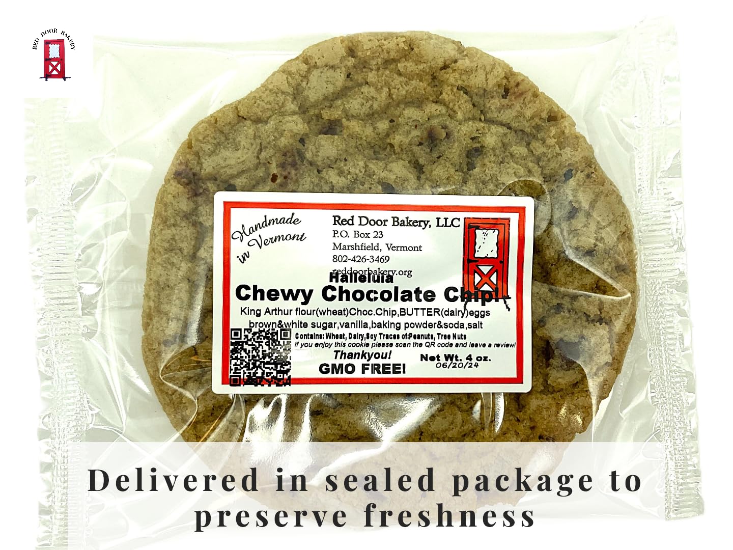 Chewy Chocolate Chip! Large 5 inch Red Door Bakery Homemade Cookies! (3 Cookies, 12.00, Ounce)